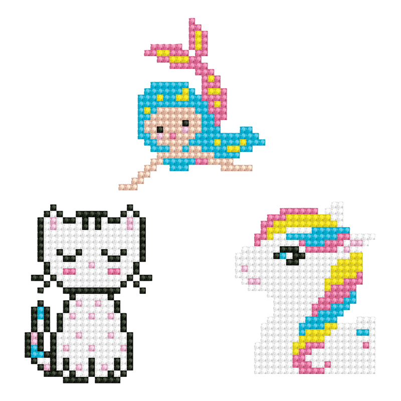 Dotzies Stickers (3) Unicorn, Kitten, Mermaid 18x10