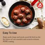 Debuyer - Choc, Frypan Round Non-Stick 32cm Red Handle - Limolin 