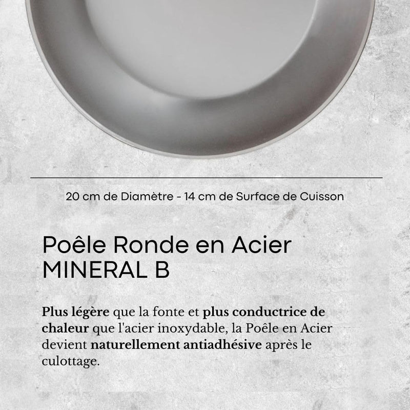 Debuyer - Mineral B Element, Steel, Frypan 20cm, Round - Limolin 