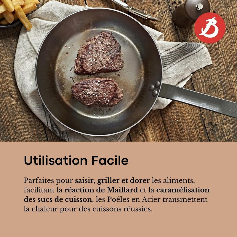 Debuyer - Mineral B Element, Steel, Frypan 20cm, Round - Limolin 