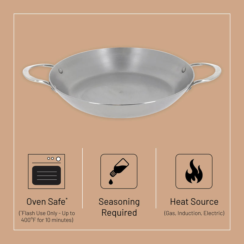 Debuyer - Mineral B, Paella Pan 32cm 2 Handles - Limolin 