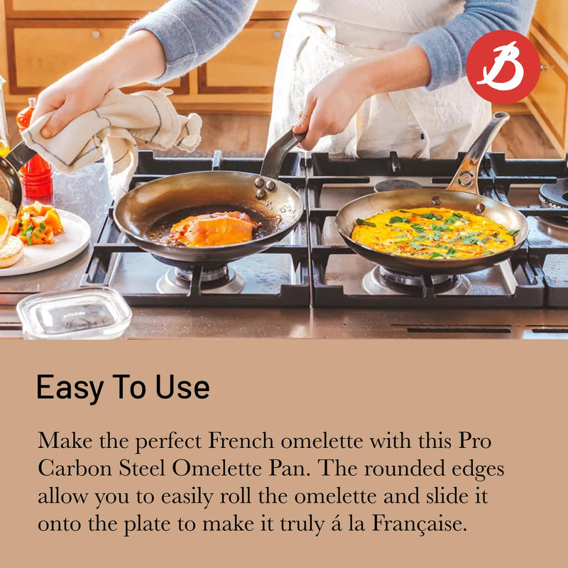 Debuyer - Mineral B Pro, Carbon Steel Omelette Pan, 28cm - Limolin 