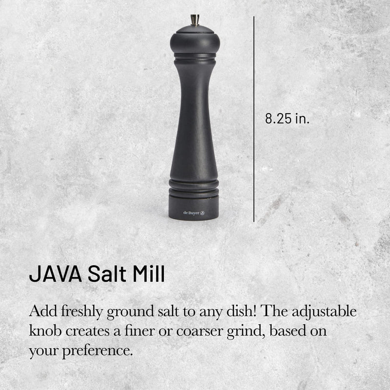 Debuyer - Salt Mill, SS Mechanism 21cm/8.27", Java, Matte Black - Limolin 