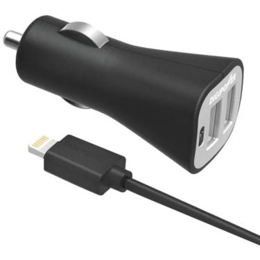 Digipower - Digipower Car Charger 3.4amp InstaSense 2 Port USB-A with 3ft Lightning to USB-A MFI Cable - Black - Limolin 
