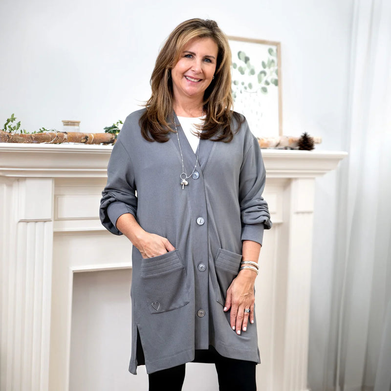 LUG - Dolly Brushed Sweater Knit Button Front Cardigan