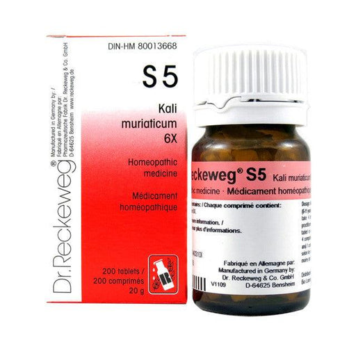 Dr Reckeweg - S5 - Kali muriaticum 6X - 200 tablets/comprimes - 20 g - Limolin 