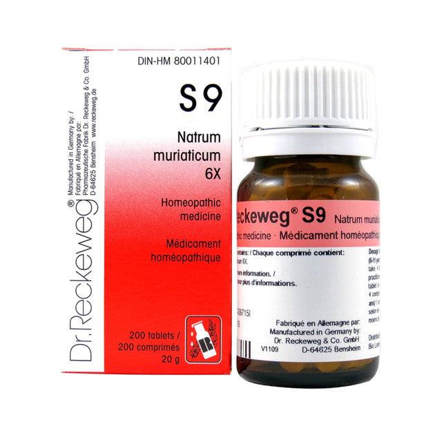 Dr Reckeweg - S9 - Natrum mur 6X - 200 tablets/comprimes - 20 g - Limolin 