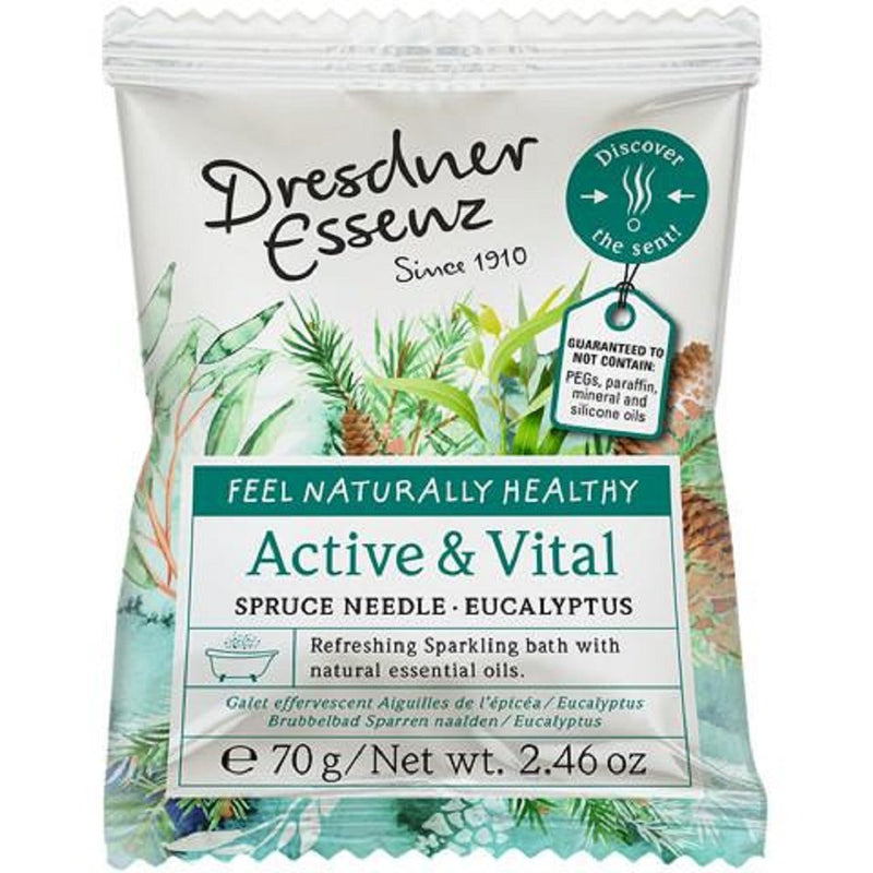 Dresdner - Essenz Fizzing Bath Tab Active&Vital (Spruce Needle-Eucalyptus) 70G - Limolin 