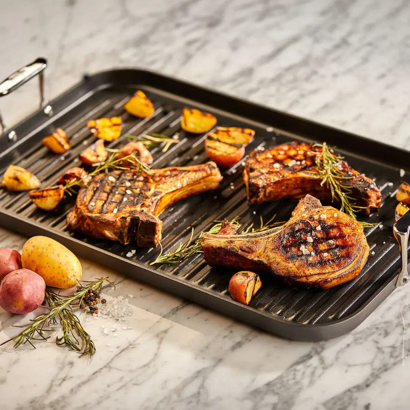 All-Clad HA1 Double-Burner Grill Pan E6524164, 13 × 20 in.