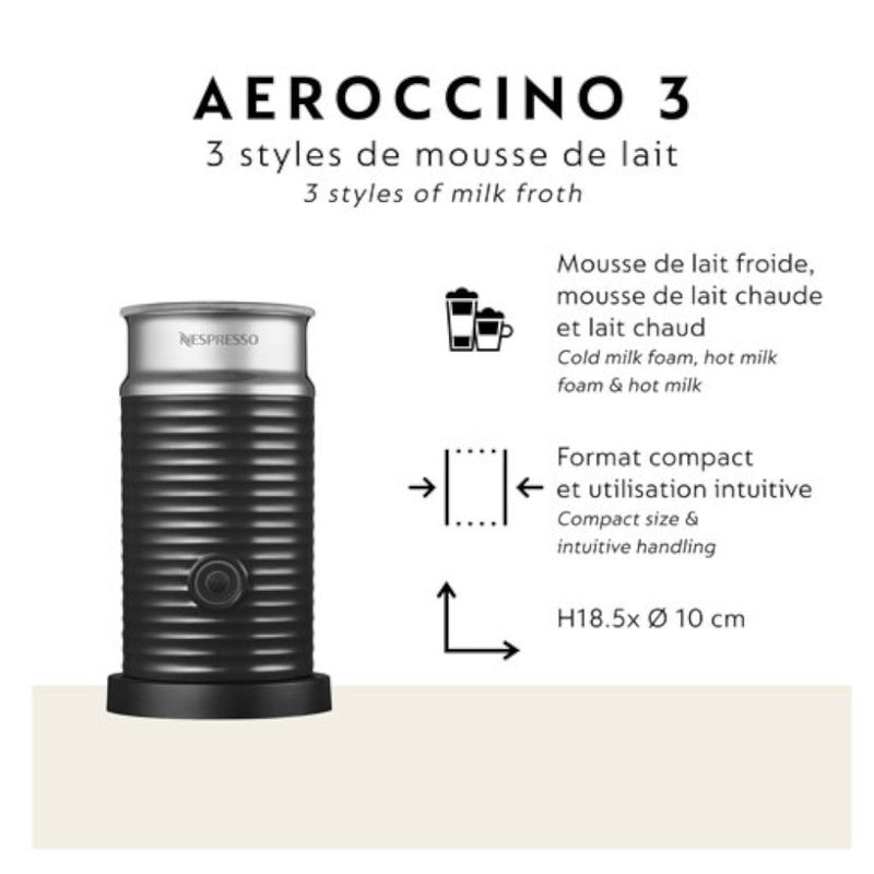 Nespresso Vertuo ENV135BAECA with Aeroccino, Piano Black — Factory Serviced
