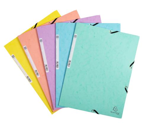 EXACOMPTA - AQUAREL ELASTICATED FOLDER, 3 FLAP, A4 - ASSORTED COLOURS - Limolin 