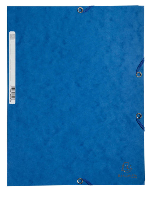 EXACOMPTA - ELASTICATED FOLDER, 3-FLAP, 400GSM PRESSBOARD, A4 - BLUE - Limolin 