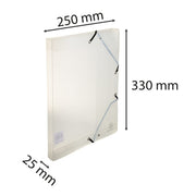EXACOMPTA - ELASTICATED PP FILING BOX CRYSTAL 25MM SPINE A4 - CRYSTAL - Limolin 