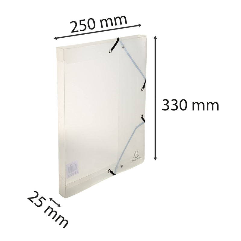 EXACOMPTA - ELASTICATED PP FILING BOX CRYSTAL 25MM SPINE A4 - CRYSTAL - Limolin 
