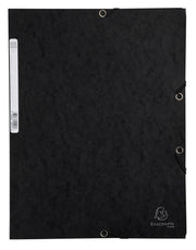 EXACOMPTA - EXACOMPTA ELASTICATED FOLDER, 3-FLAP, 400GSM PRESSBOARD, A4 - BLACK - Limolin 
