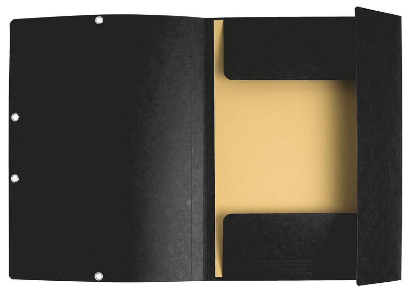 EXACOMPTA - EXACOMPTA ELASTICATED FOLDER, 3-FLAP, 400GSM PRESSBOARD, A4 - BLACK - Limolin 