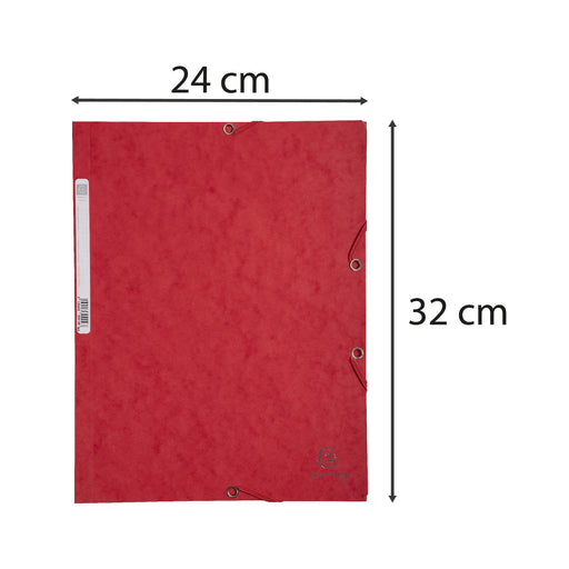 EXACOMPTA -  EXACOMPTA ELASTICATED FOLDER, 3-FLAP, 400GSM PRESSBOARD, A4 - RED - Limolin 