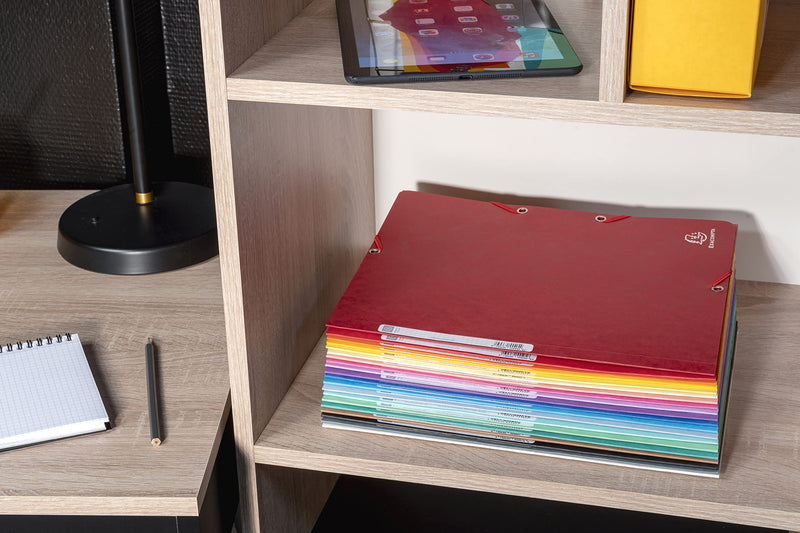 EXACOMPTA -  EXACOMPTA ELASTICATED FOLDER, 3-FLAP, 400GSM PRESSBOARD, A4 - RED - Limolin 