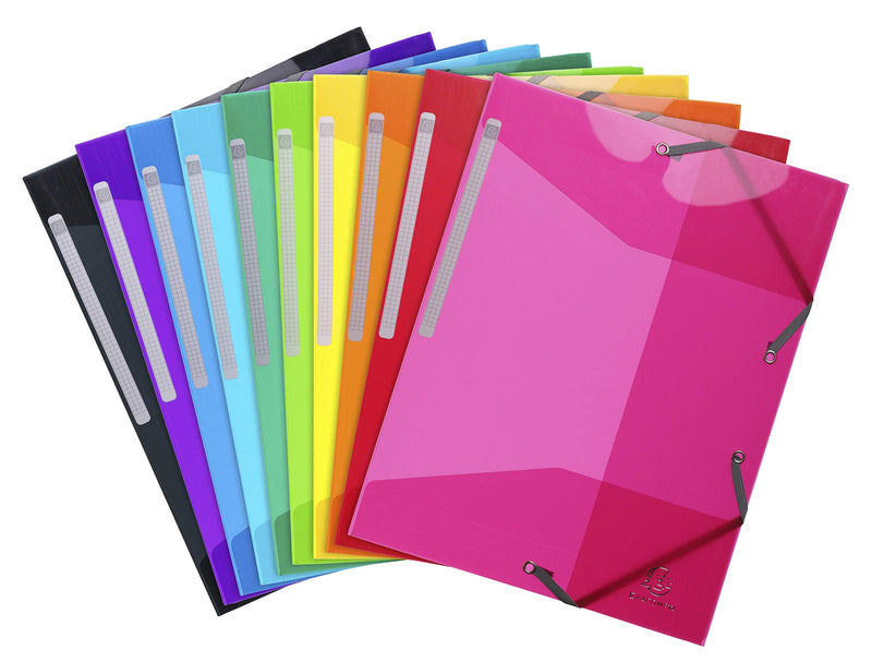 EXACOMPTA - IDERAMA ELASTICATED FOLDER (3-FLAP) PP, A4 - ASSORTED COLOURS - Limolin 
