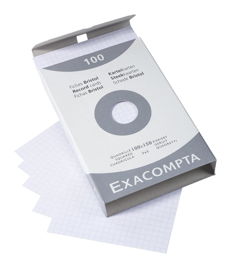 EXACOMPTA - PK 100 EXA RECORD CARDS 100/150 SQ WHITE - WHITE - Limolin 