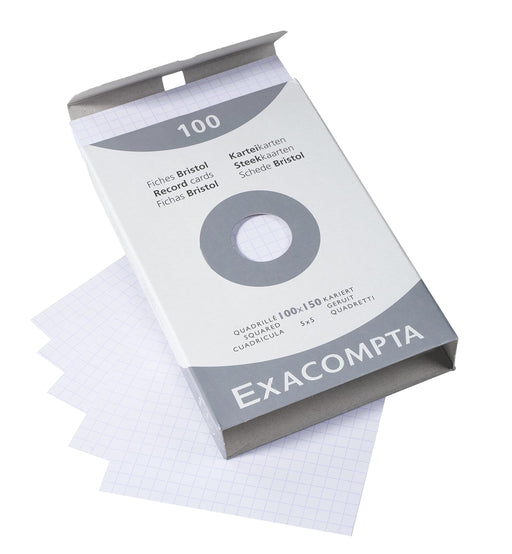 EXACOMPTA - PK 100 EXA RECORD CARDS 100/150 SQ WHITE - WHITE - Limolin 