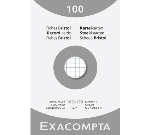 EXACOMPTA - PK 100 EXA RECORD CARDS 100/150 SQ WHITE - WHITE - Limolin 