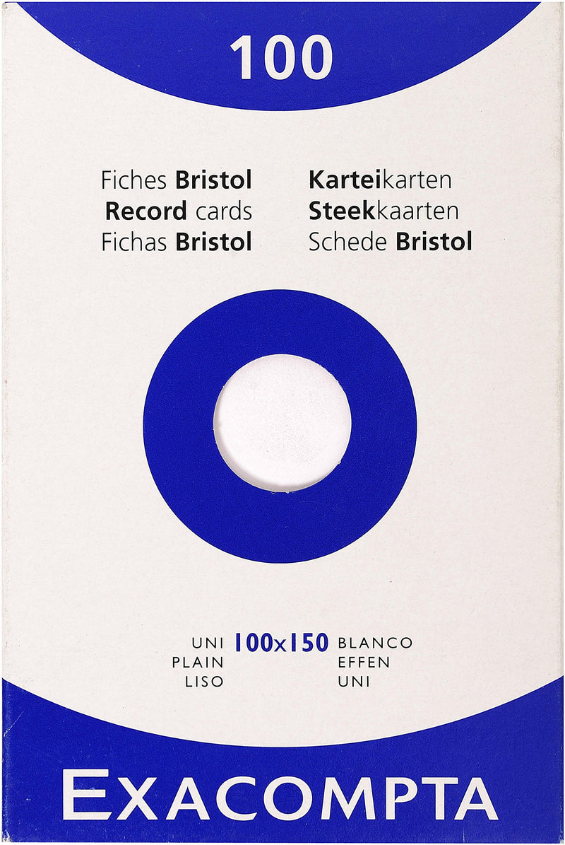 EXACOMPTA - PK 100 EXA RECORD CARDS 100/150 WHITE - WHITE - Limolin 