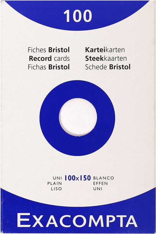 EXACOMPTA - PK 100 EXA RECORD CARDS 100/150 WHITE - WHITE - Limolin 