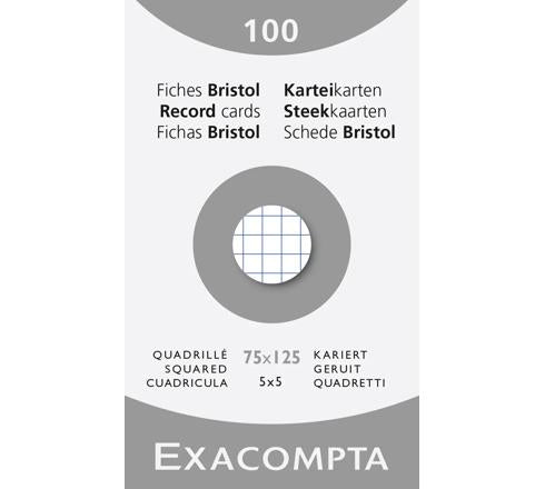 EXACOMPTA - PK 100 EXA RECORD CARDS 75/125 SQ WHITE - WHITE - Limolin 
