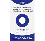 EXACOMPTA - PK 100 EXA RECORD CARDS 75/125 WHITE - WHITE - Limolin 