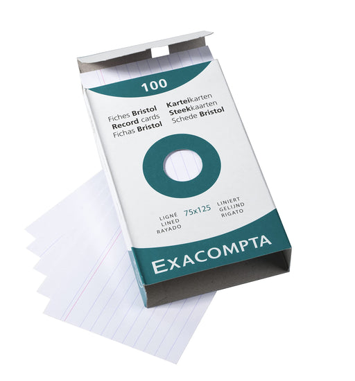 EXACOMPTA - PK100 EXA REC CARD 10X15CM LINED WHITE - WHITE - Limolin 