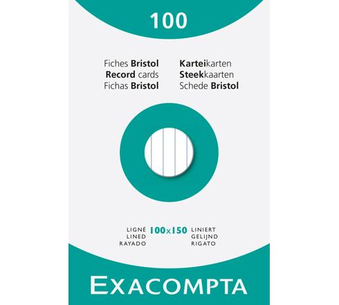 EXACOMPTA - PK100 EXA REC CARD 10X15CM LINED WHITE - WHITE - Limolin 