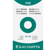EXACOMPTA - PK100 EXA REC CARD 7.5X12.5 LINED WHITE - WHITE - Limolin 