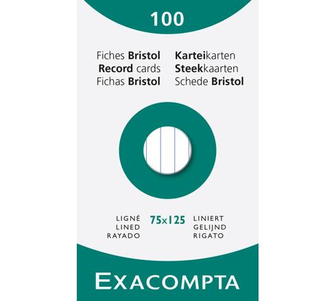 EXACOMPTA - PK100 EXA REC CARD 7.5X12.5 LINED WHITE - WHITE - Limolin 