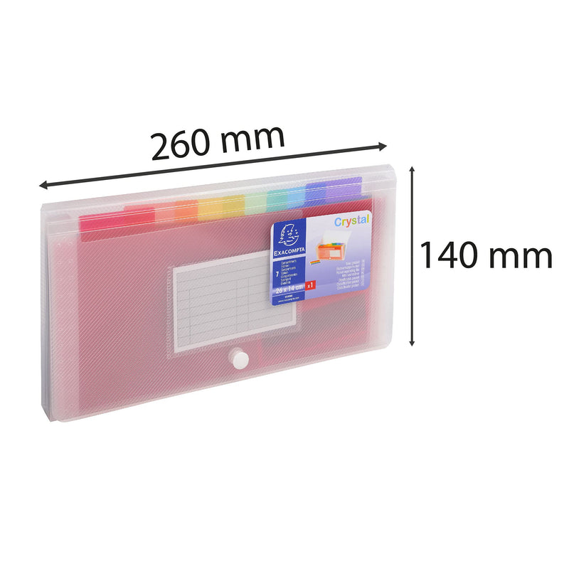 EXACOMPTA - PP EXPANDING FILE, 26X14CM, 7 SECTIONS - CRYSTAL - Limolin 