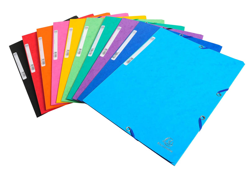 EXACOMPTA - PRESSBOARD ELASTICATED 3 FLAP FOLDER 400GSM A4 - ASSORTED COLOURS - Limolin 