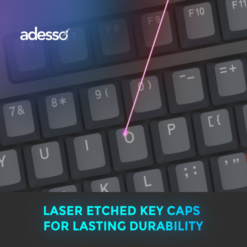 Adesso - Multi OS 2X Large Print Illuminated Ergonomic Mechanical Keyboard (USB/Brown switch)
