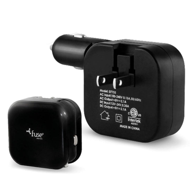 Fuse - 2In1 Wall And Car Charger 2Port 21Amp Foldable Prongs & Cigarette Lighter Adapter - Limolin 