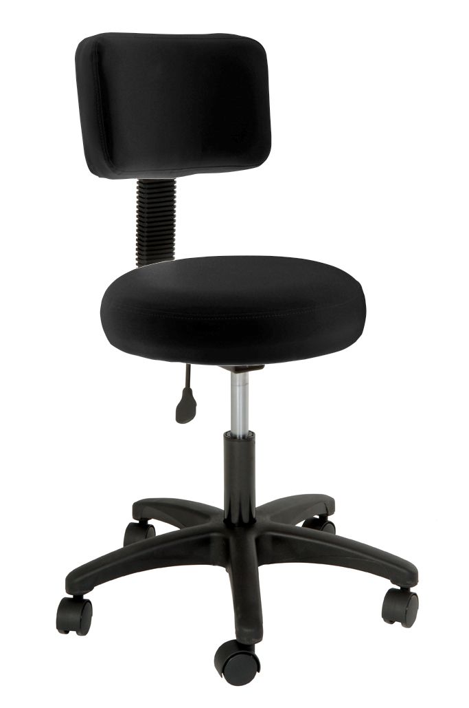 Futura - Black Deluxe Round Stool With Backrest - Limolin 
