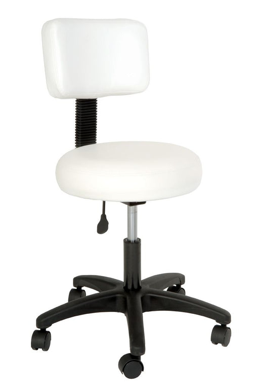 Futura - White Deluxe Round Stool With Backrest - Limolin 