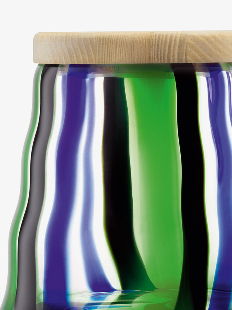 LSA - Folk - Container with Ash Wood Lid | H15 cm - Black / Blue / Green - detail or setting view