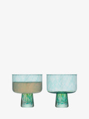 LSA - Sea Glass - Cocktail Saucers (Set of 2) | 250 mL - Sea Greens - detail or setting view