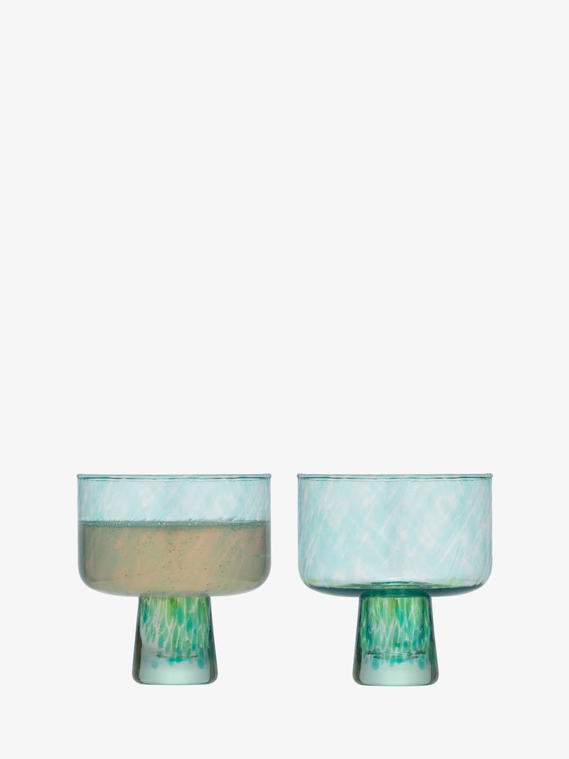 LSA - Sea Glass - Cocktail Saucers (Set of 2) | 250 mL - Sea Greens - detail or setting view