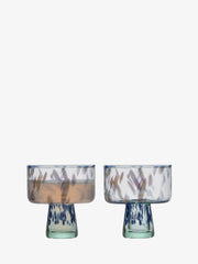 LSA - Sea Glass - Cocktail Saucers (Set of 2) | 250 mL - Ocean Blues - detail or setting view