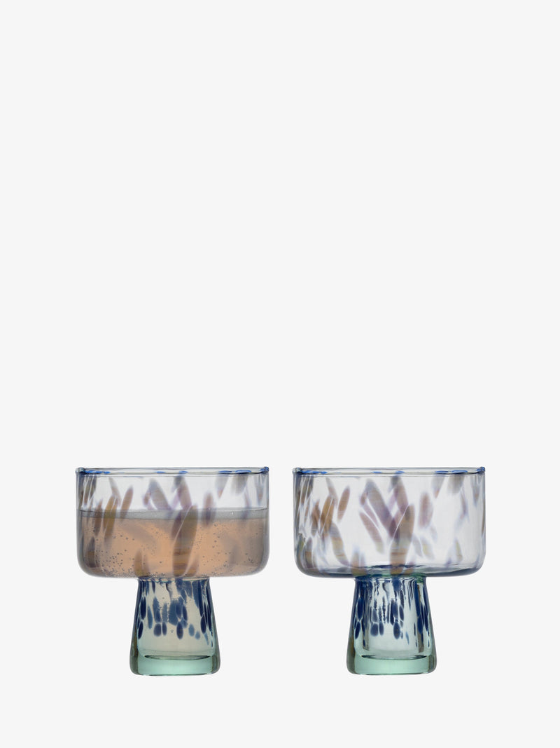 LSA - Sea Glass - Cocktail Saucers (Set of 2) | 250 mL - Ocean Blues - detail or setting view