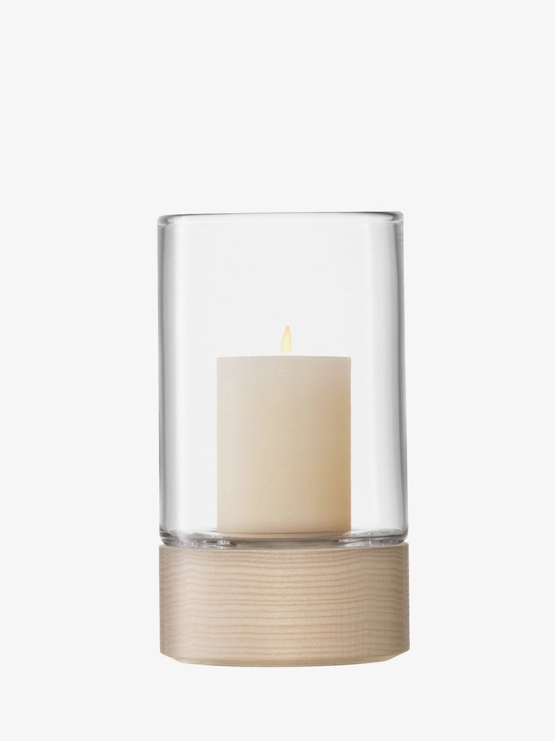 LSA - Lotta - Lantern with Ash Wood Base | H22.5 cm