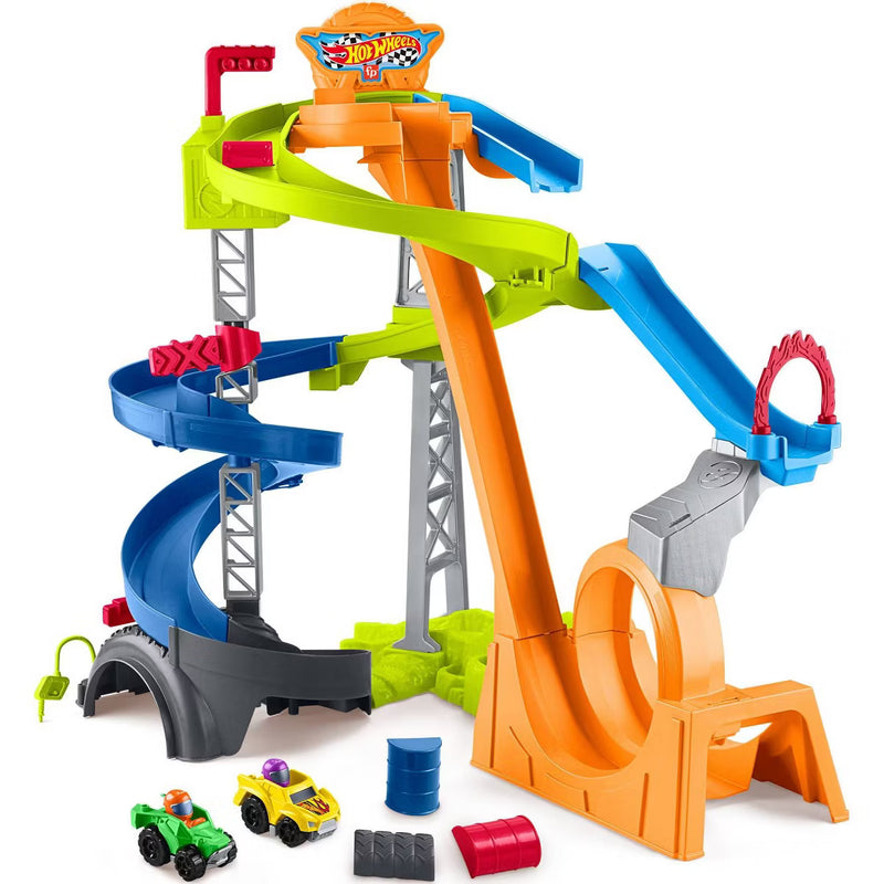 Fisher-Price - LITTLE PEOPLE -  HOT WHEELS -  WHEELIES SPIRAL SPEEDWAY