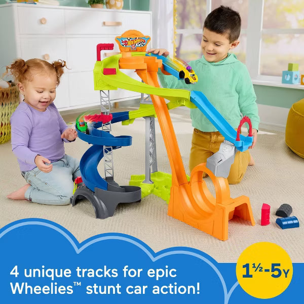 Fisher-Price - LITTLE PEOPLE -  HOT WHEELS -  WHEELIES SPIRAL SPEEDWAY