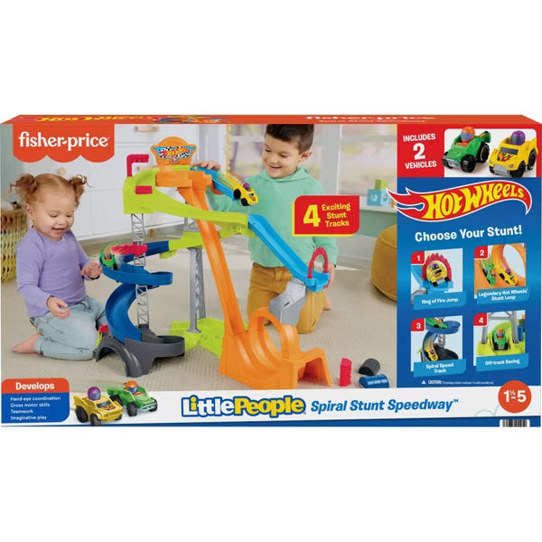 Fisher-Price - LITTLE PEOPLE -  HOT WHEELS -  WHEELIES SPIRAL SPEEDWAY