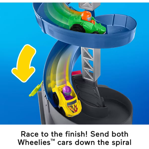 Fisher-Price - LITTLE PEOPLE -  HOT WHEELS -  WHEELIES SPIRAL SPEEDWAY